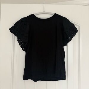 Old Navy Black Eyelet Sleeve Blouse